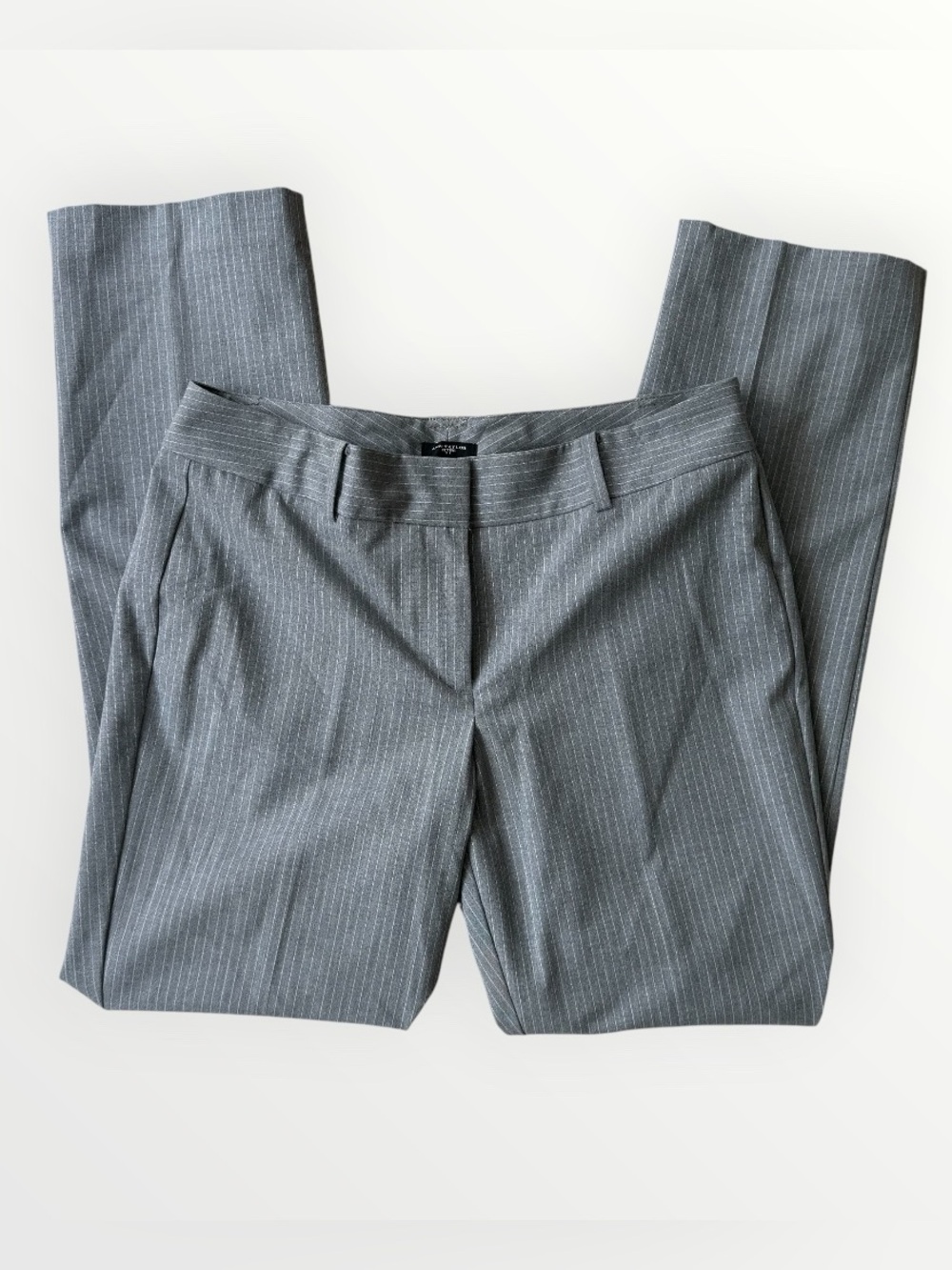 Ann Taylor Petite 6P Gray Pinstripe Straight Leg Trouser Pants Dress Office
